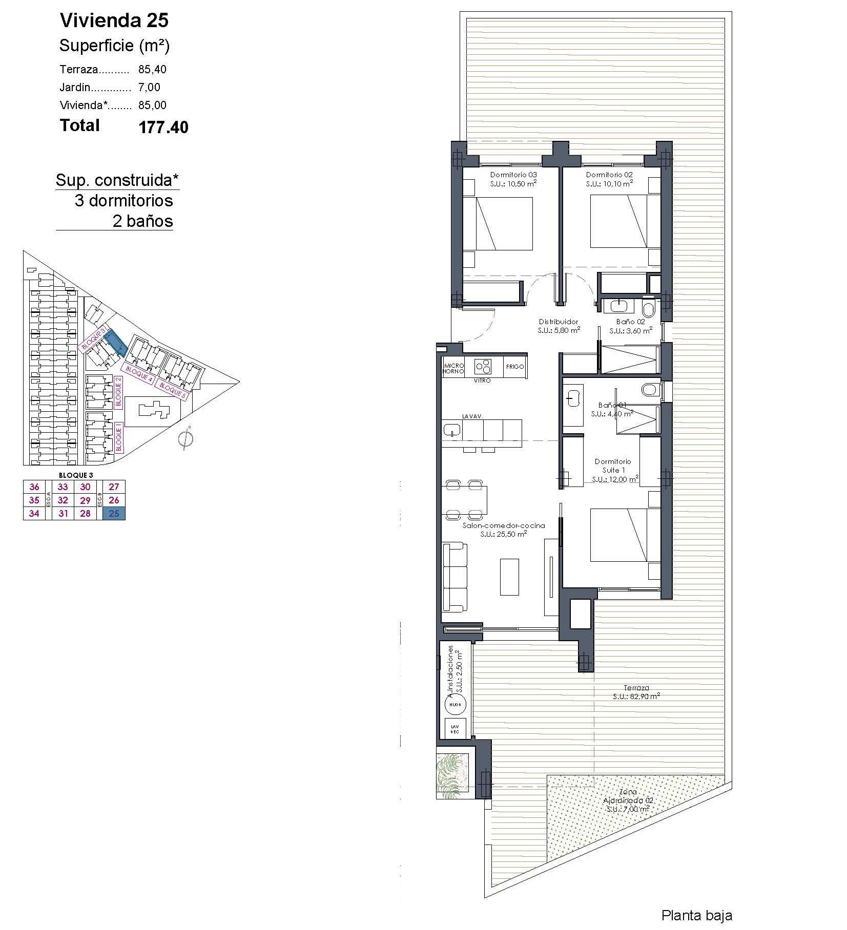 3 Bed, 2 Bath, ApartmentFor Sale, Los Alcazares, Murcia