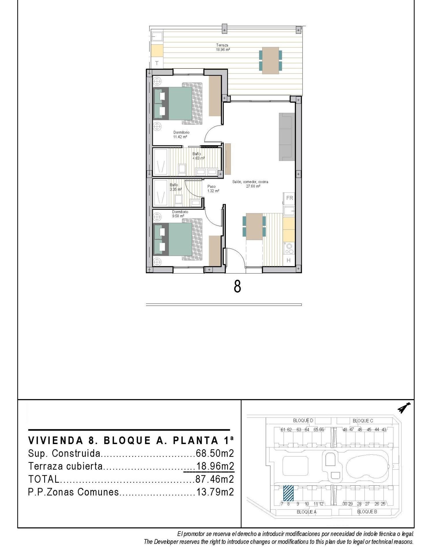 2 Bed, 2 Bath, ApartmentFor Sale, Torre Pacheco, Murcia