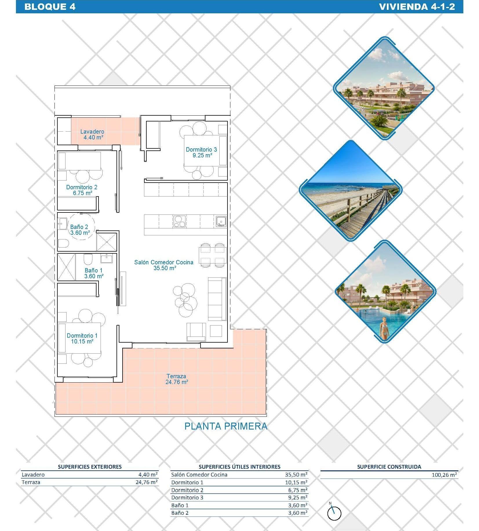 3 Bed, 2 Bath, ApartmentFor Sale, Pilar De La Horadada, Alicante